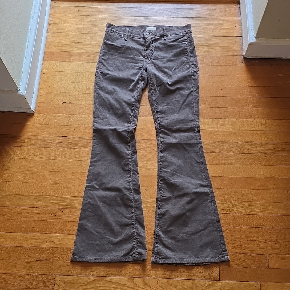 MOTHER, The Curfew Velvet Flared Pants, Tan, EUC, Women's 27